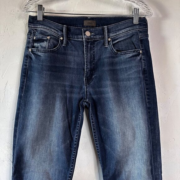 Mother Denim The Dropout Fray Moon Dark Jeans Womens 26 Stretch Comfort - Picture 2 of 13